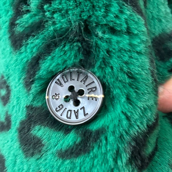 Zadig & Voltaire Green Animal Print Teddy Jacket - Picture 3 of 4